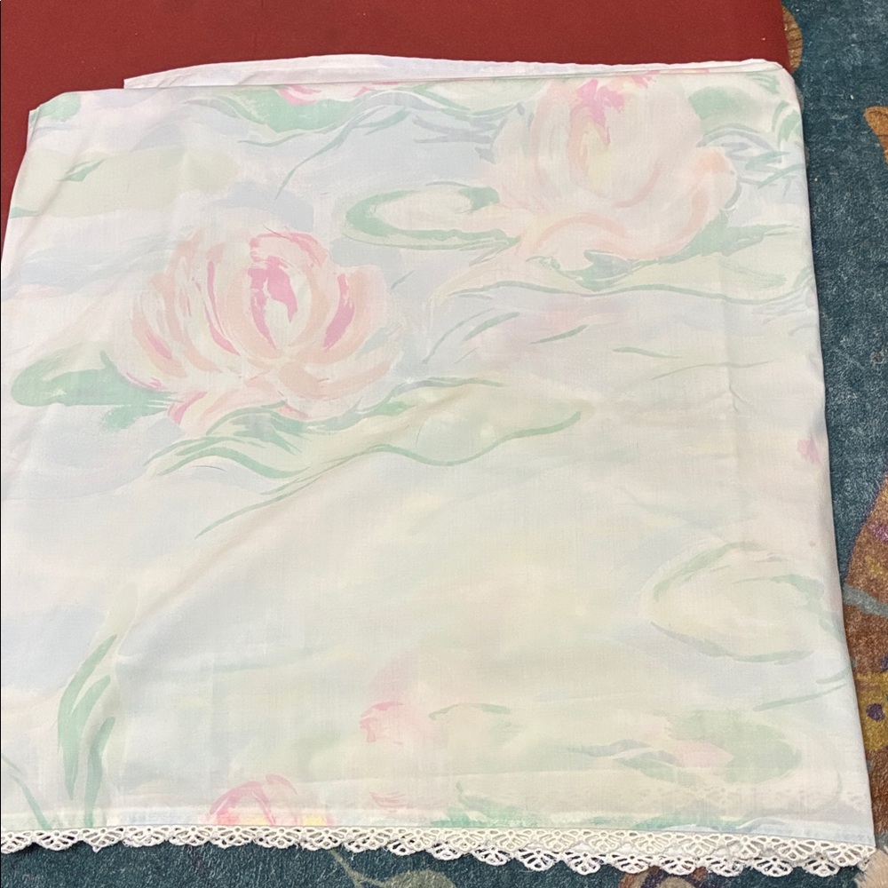 Claude Monet Water Lillys Flat Sheet Vintage